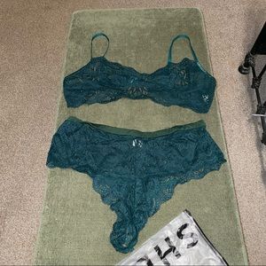 Plus Size 4x Shein Forest Green Bralette & Panty Set